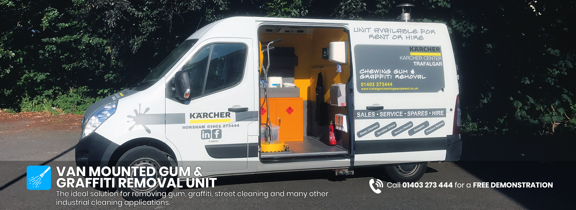 Van mounted gum and graffiti removal unit